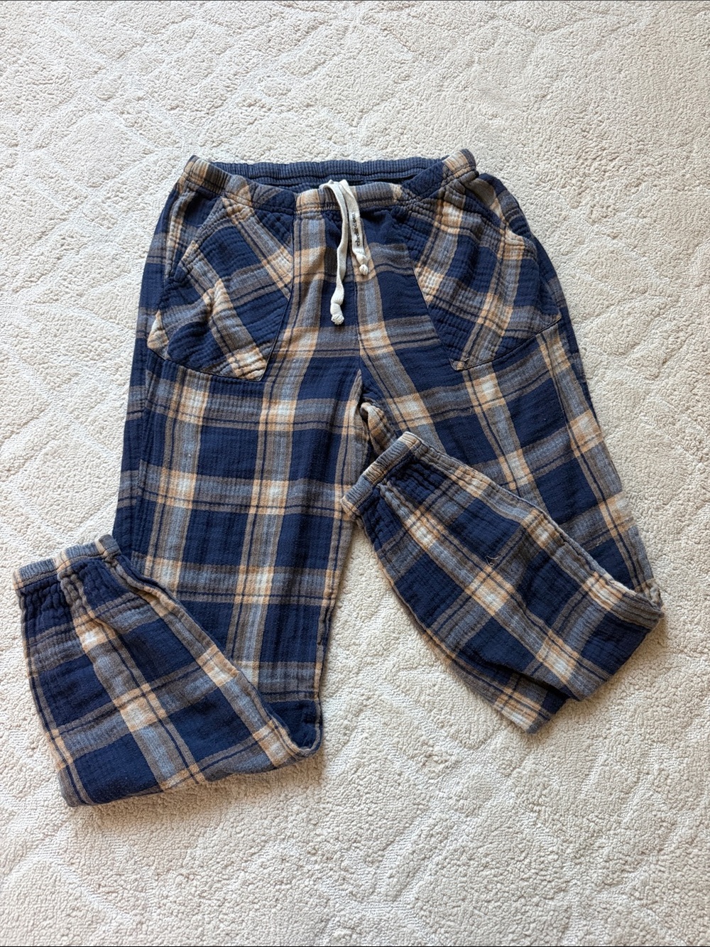 Aerie Navy and Tan Plaid pj Pants size M long